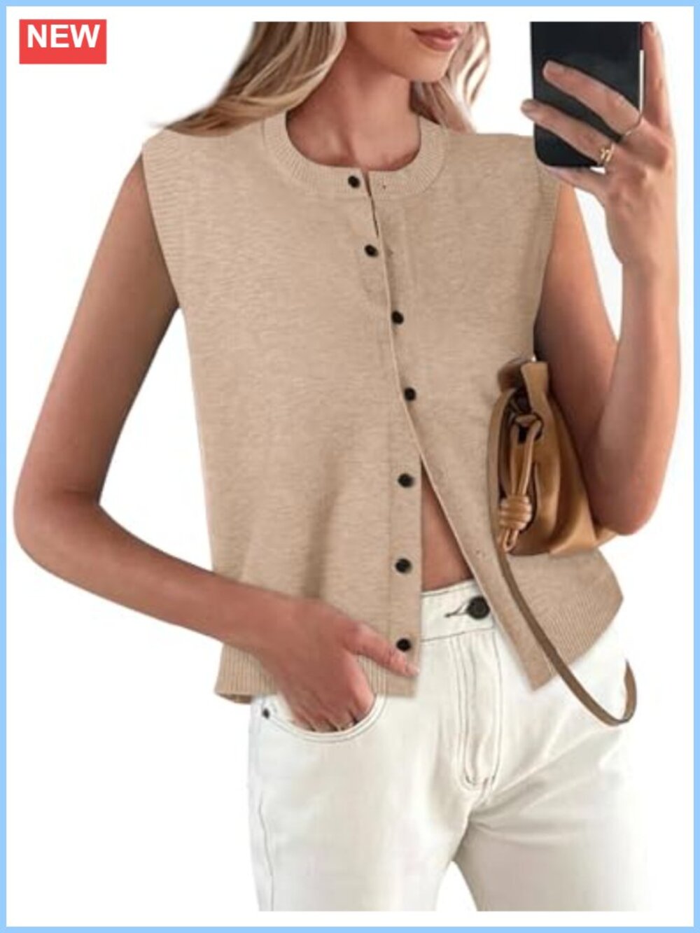 Womens Sweater Vest Sleeveless Button Up Cardigan Knit Tank Top